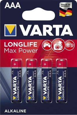 Varta 4703101404 Batterien Longlife Max Power - Micro/ LR03/ AAA, 1,5 V