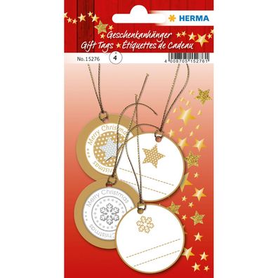HERMA Weihnachts-Geschenkanh„nger 3D, rund, gold