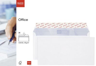 Elco 7446212 Briefumschlag Office - C5/6DL, hochweiß, haftkelbend, m. ID, ohne ...