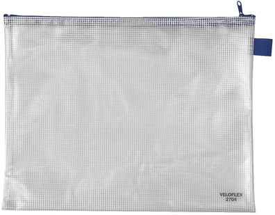 Veloflex® 2704000 Reißverschlusstaschen - transparent/ blau, A4, 355 x 270 mm