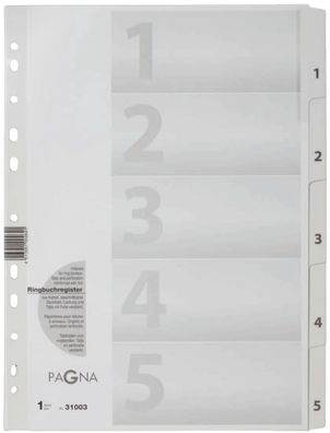 Pagna® 31003-08 Zahlenregister - 1 - 5, Karton, A4, 5 Blatt, weiß