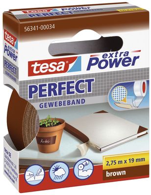 Tesa® 56341-00034-03 Gewebeklebeband extra Power Gewebeband, 2,75 m x 19 mm, braun