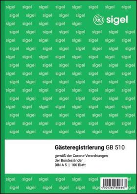 sigel GB510 sigel Formularbuch Gästeregistrierung, DIN A5, 100 Blatt