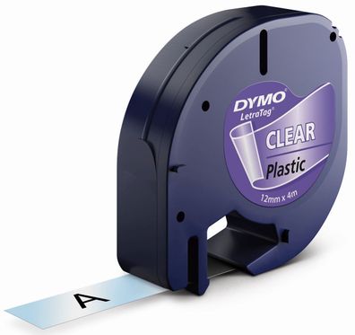 Dymo S0721530 Letratag Band Plastik transparent 12 mm x 4 m