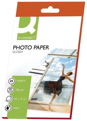 Q-Connect® KF01905 Inkjet-Photopapiere - 10x15 cm, hochglänzend, 180 g/ qm, 25 Blatt