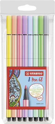 Stabilo® 68/8-01 Fasermaler Pen 68 Pastell - Etui, 8 Farben