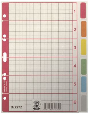 Leitz 4355-00-85 Register blanko Karton farbig bedruckt A5 6 Blatt(S)