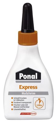 Ponal 9H PN12X Express Holzleim ohne Lösungsmittel, Flasche mit 60 g