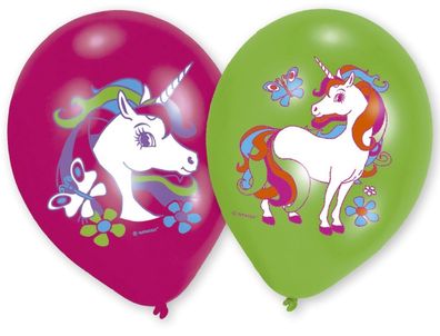 9902173 Luftballon Einhorn - pink/ grün, 6 Stück