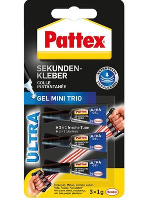 Pattex 9H PSMG3 Sekundenkleber Ultra Gel Mini Trio 3 Tuben 1 g