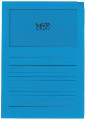 ELCO 7369532 Sichtmappen Ordo classico blau 120g 10 Stück Sichtfenster und Linien