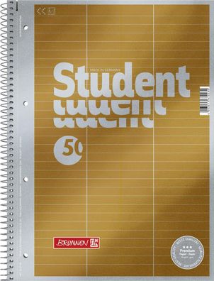 5X Brunnen 1067148 Collegeblock Premium Student „Vokabeln“, A4, 50 Blatt, Lineatur...