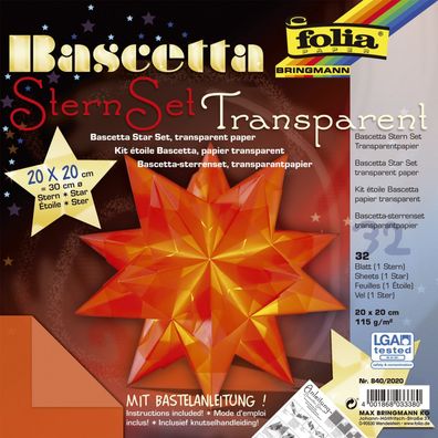 Folia 840/2020 Bascetta Stern - orange, transparent, Ø 30 cm