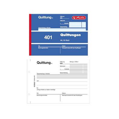 Herlitz 886606 Formularbuch "Quittung 401" DIN A6 50 Blatt(T)