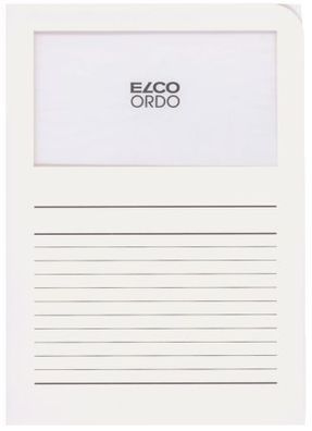 ELCO 7369510 Sichtmappen Ordo classico weiß 120g 10 Stück Sichtfenster und Linien