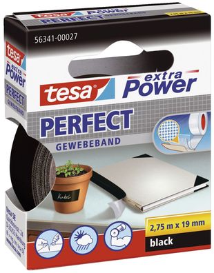 Tesa® 56341-00027-03 Gewebeklebeband extra Power Gewebeband, 2,75 m x 19 mm, schwarz