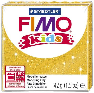 FIMO 8030-112 kids Modelliermasse ofenhärtend glitter-gold 42 g(S)