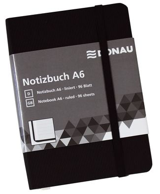 DONAU 1346101-01 Notizbuch - A6, liniert, 192 Seiten, schwarz