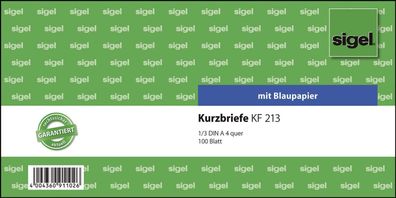Sigel® KF213 Kurzmitteilungen »Kurzbrief« - 1/3 A4 quer, 100 Blatt
