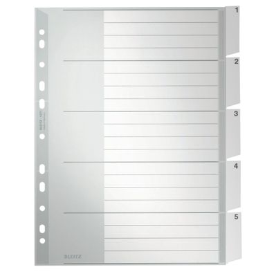 LEITZ 1271-00-85 Kunststoff-Register blanko A4 Überbreite 5-teilig(T)