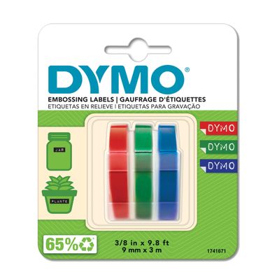 DYMO S0847750 Prägeband Starter-Set - 9 mm x 3 m, sortiert, 3 Stück