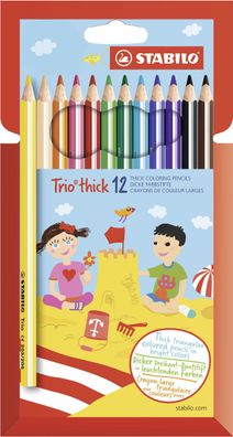 Stabilo® 203/12-01 Dreikant-Buntstift Trio® - dick, Kunststoffetui mit 12 Stiften