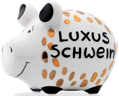 KCG 101667 Spardose Schwein "Luxusschwein" - Keramik, Gold-Edition, klein