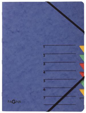Pagna® 24061-02 Ordnungsmappe EASY - 7 Fächer, A4, Pressspan, 265 g/ qm, blau(P)