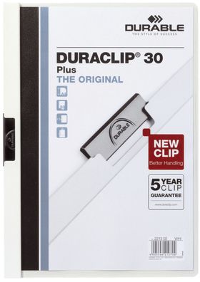 Durable 2213 02 Klemm-Mappe Duraclip® 30 PLUS, DIN A4, weiß