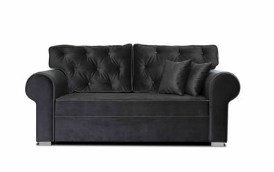 FURNIX Schlafsofa Monat 2 Personen Couch mit Armlehnen und Holzbeine PR8802 Schwarz