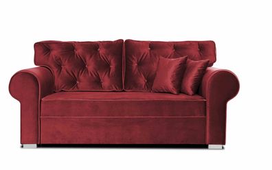 FURNIX Schlafsofa Monat 2 Personen Couch mit Armlehnen und Holzbeine PR8801 Kirsche