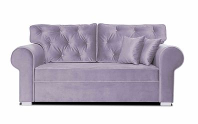 FURNIX Schlafsofa Monat 2 Personen Couch mit Armlehnen und Holzbeine PR8814 Lila