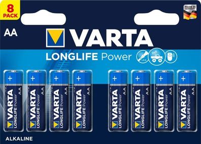 Varta 04906121418, Single-use battery, AA, Alkali, 1,5 V, 8 Stück(e), Blau, Grau