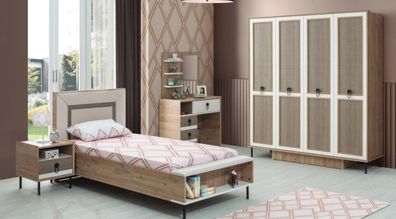 Schlafzimmer Sets Jugenbett Kinderbett Braun Holz Set 5tlg Bett Modern
