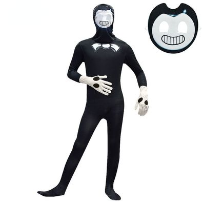 Bendy and the ink Machine Cosplay Kostüm Cartoon Jumpsuit mit Maske Halloween Onesie