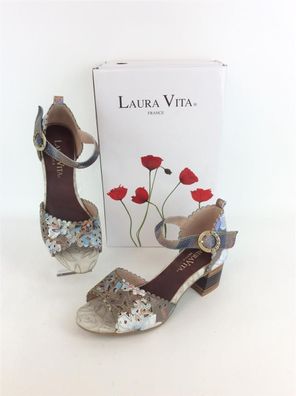 Laura Vita Sandalette braun mit hellblau - EU-Schuhgröße: 39