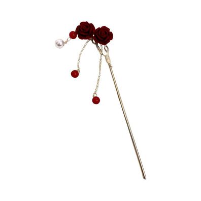 Rosen-Haarnadel, rote Blumen-Haar-Accessoires, Haarnadel-Haarkamm