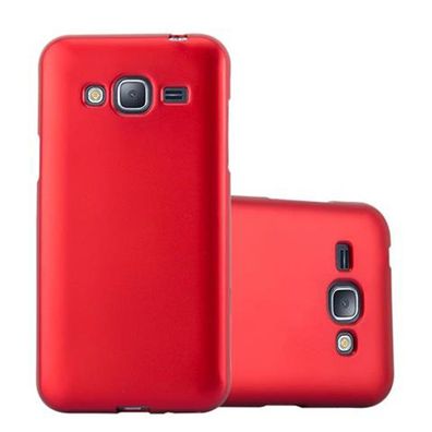 Cadorabo Hülle kompatibel mit Samsung Galaxy J3 2016 in Metallic ROT - Schutzhülle...