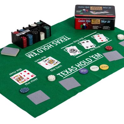 GAMES PLANET® Pokerset 200 Pokerchips Spielmatte Karten Poker Chips Jetons
