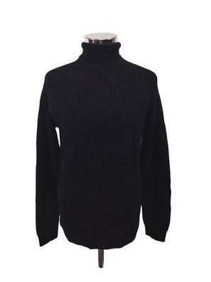 Bershka Ribbed Roll Neck Sweater Herren Pullover in schwarz Rollkragen Gr. M
