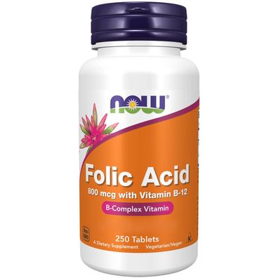 Now Foods, Folic Acid with Vitamin B-12, 800mcg , 250 Tabletten