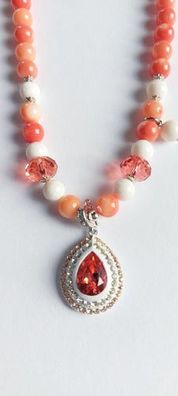 6961 Vintage Necklace mit Swarovski Crystal & Pearls 40cm