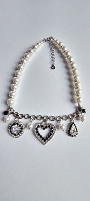 6960 Vintage Necklace mit Swarovski Crystal & Pearls 40cm
