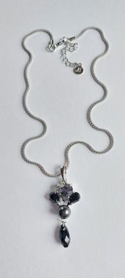 6959 Vintage Necklace mit Swarovski Crystal & Pearls 38cm