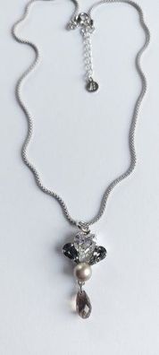 6958 Vintage Necklace mit Swarovski Crystal & Pearls 38cm
