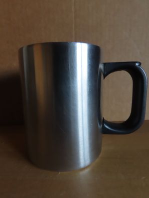 Thermobecher Tasse Metall Becher ohne Deckel schwarzer Griff ca.10 cm hoch