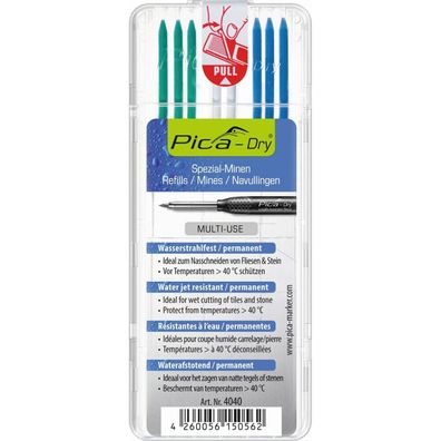 Pica-Marker Spezialminen Basis-Set Pica DRY, blau/ weiß/ grün 4040