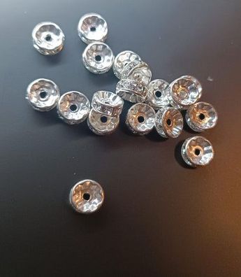 Swarovski® Rondelle Metal Crystal Rhodium 8mm