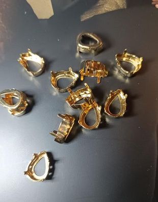 Swarovski® Kristallfassung/ Aufnähkessel Pear Gold 14x10mm