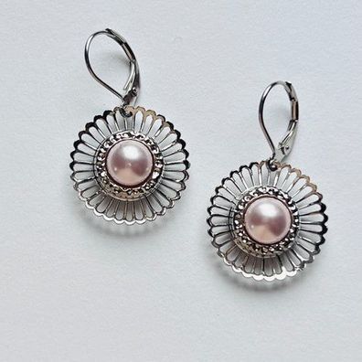 3987 Vintage Earring mit Swarovski Pearls 35mm